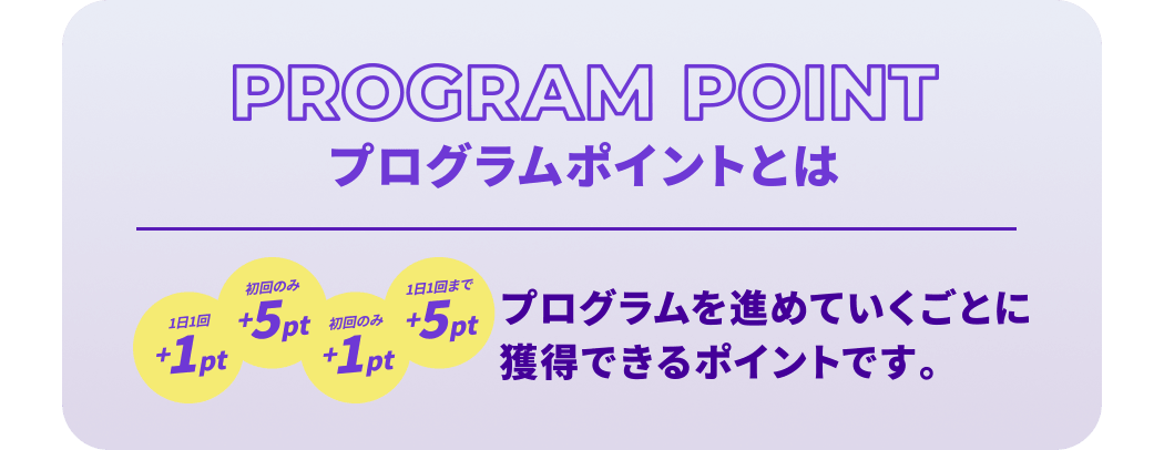 プログラムポイントとは プログラムを進めていくごとに獲得できるポイントです。