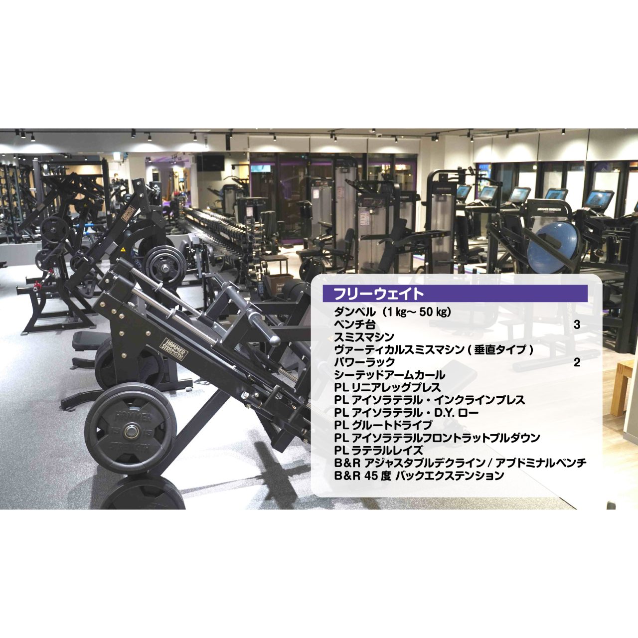 エニタイムフィットネス 吉塚店：フリーウェイトエリア