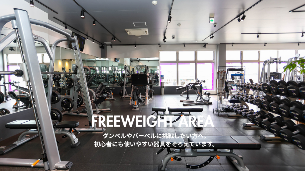 エニタイムフィットネス 石巻あけぼの店:フリーウェイトエリア