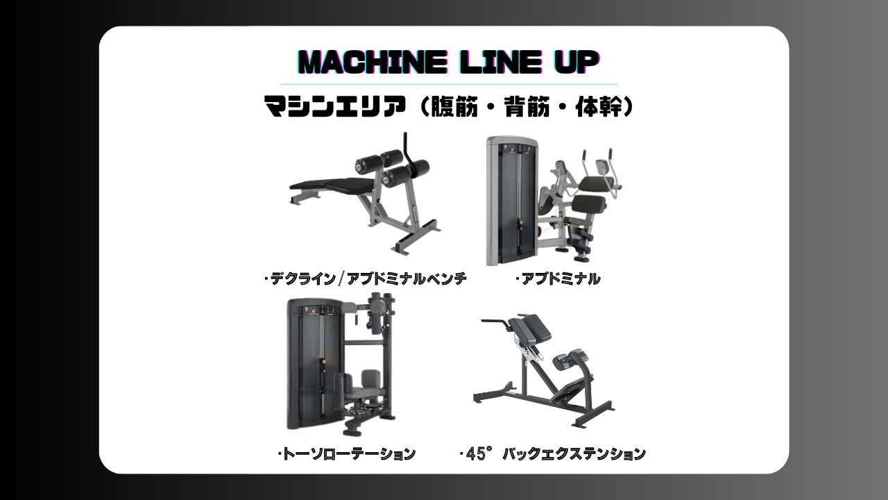 エニタイムフィットネス 沼津中央店:マシンエリア(腹筋・体幹)LINEUP