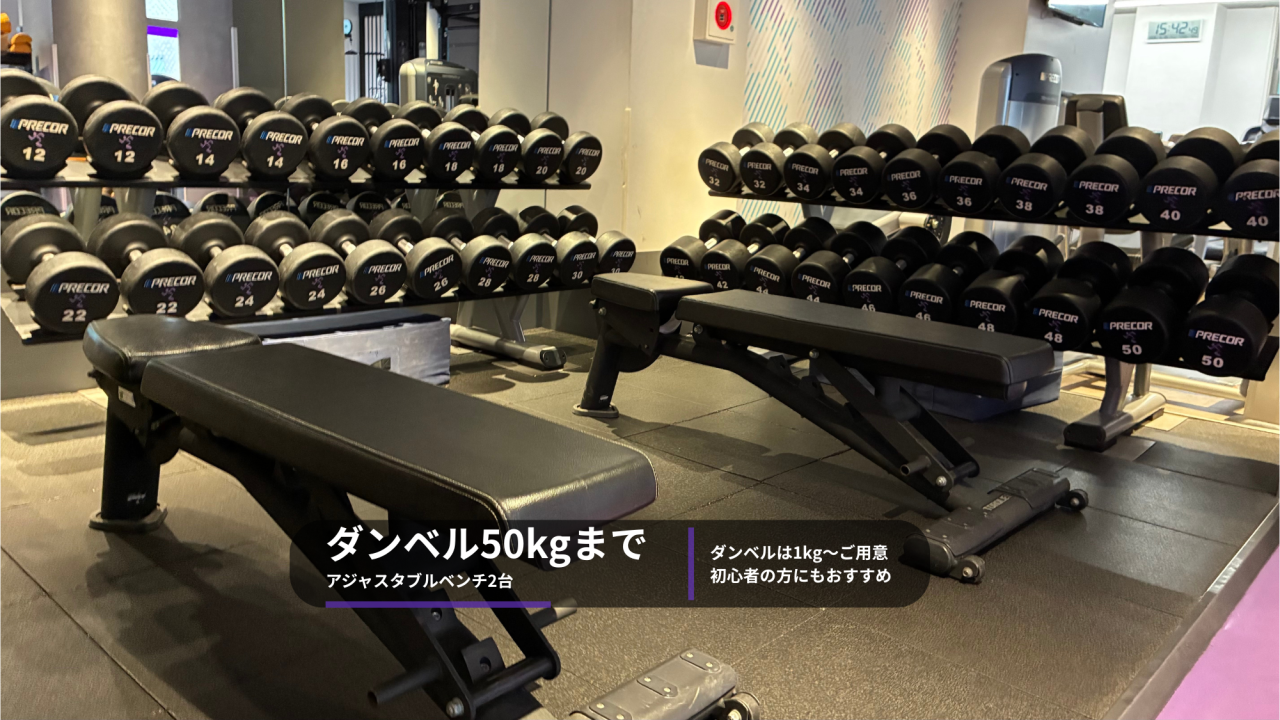 エニタイムフィットネス 御嶽山店：フリーウェイトエリア