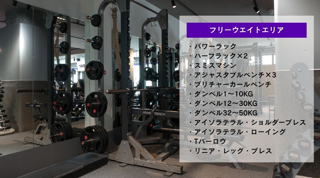 エニタイムフィットネス 今宮戎店：フリーウエイトエリア